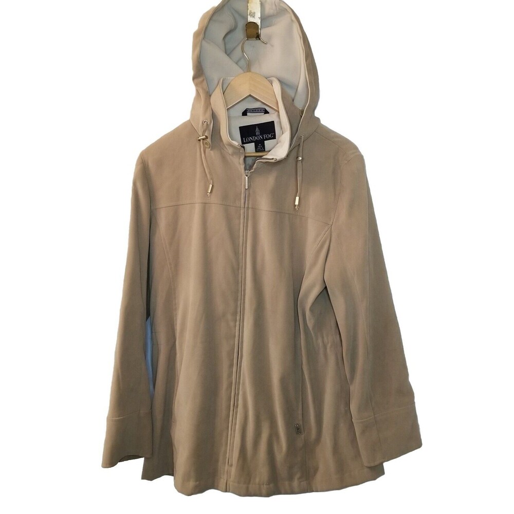 London Fog Women's Coat Jacket Women's  Medium Tan Lined Removable Hood